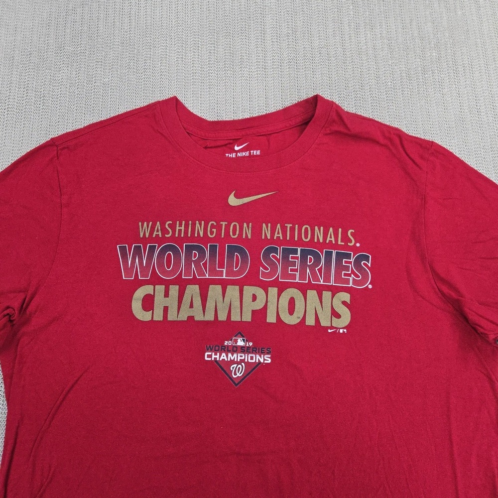 Nike Washington Nationals Shirt Mens Large Red MLB World Series Champions - Picture 3 of 10